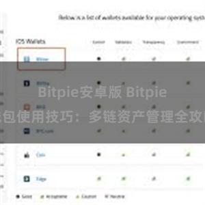 Bitpie安卓版 Bitpie钱包使用技巧：多链资产管理全攻略