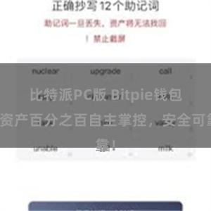 比特派PC版 Bitpie钱包：资产百分之百自主掌控，安全可靠！