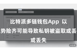 比特派多链钱包App  以优势险齐可能导致私钥被盗取或丢失